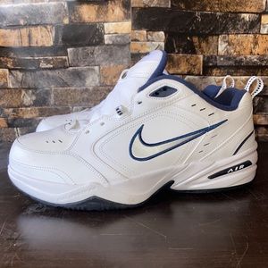 NIKE AIR MONARCH IV *WIDE 4E * WHITE NAVY SILVER 416355 102 MENS Size 11